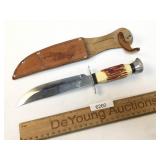 Fixed Blade Knife with Leather Sheath, Tramontina