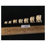 Lot of 7 Carved Bone Camels
