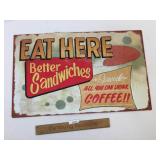 Eat Here Metal Sign