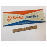 Drakes Cakes by Borden Metal Sign, Vintage