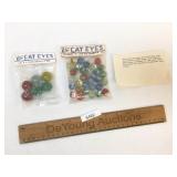 Lot of 36 Vitro Cat Eyes Marbles, NOS, Vintage