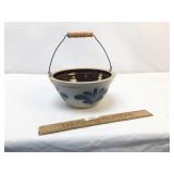 Blue Decorated Bowl with Bale Handle