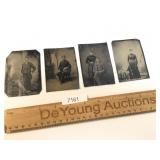 Lot of 4 Tintype Photos or Photographs, Antique