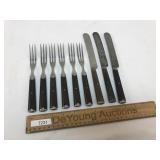 Lot of 9 Wood Handle Cutlery or Flatware, Antique