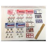 Lot of 7 US Proof Sets, Coins, Some Silver