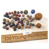 Lot of 50 Clay Marbles, Antique
