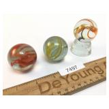 Lot of 3 Swirl Marbles,Shooters,  Large