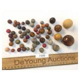 Lot of 50 Clay Marbles, Antique