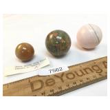 Lot of 3 Stone Marbles, Large Shooters