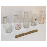 Lot of 5 One Quart Dairy Bottles