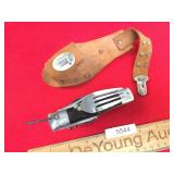 Multi Tool Folding Knife with Leather Sheath, Japa