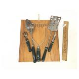 Lot of 5 Wood Handle Kitchen Tools, Vintage