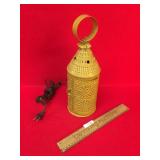 Punched Tin Candle Lantern, Electric, Vintage