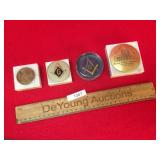 Lot of 4 Masonic Paperweights, Vintage