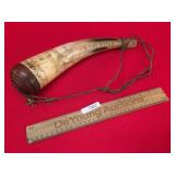 Powder Horn, Scrimshaw, Antique