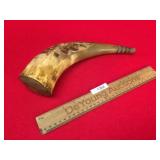 Powder Horn, Paint Decorated, Antique