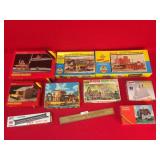 Lot of 9 Model Train Layout Pieces, Building Kits