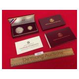 US Mint Proof Coin Set, 1988 Silver Dollar and Gol