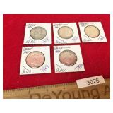 Lot of 5 Franklin Half Dollar Coins, Silver