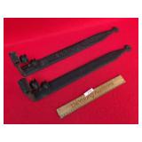Lot of 2 Iron Strap Hinge Candle Holders, Antique