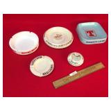 Lot of 5 Advertising Ashtrays, Beer, Vintage