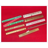 Lot of 7 Advertising Rulers, Vintage