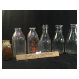 Lot of 6 Milk or Dairy Bottles, Vintage
