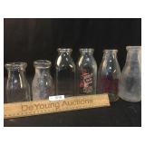 Lot of 6 Milk or Dairy Bottles, Vintage