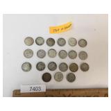 US Coins, Lot of 21 Silver Roosevelt Dimes