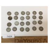 US Coins, Lot of 24 Silver Mercury Dimes