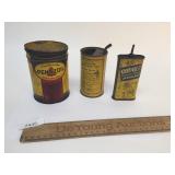 Lot of 3 Tin Cans, Gas and Oil, Vintage