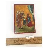 Original Oil on Wood Art Painting, Religious Icon