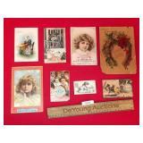 Lot of 8 Trade Cards or Blotter Advertising, Antiq
