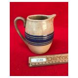 Pottery Pitcher, Blue Decorated, Antique