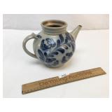 Wisconsin Pottery Blue Decorated Teapot
