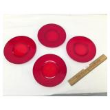 Lot of 4 Ruby Red Glass Plates, Vintage or Antique