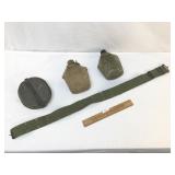 Lot of 4 Items, Canteen Mess Kit and Belt