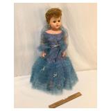 Doll, Large, Girl in Blue Dress, Vintage