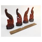 Lot of 4 Carved Horns, Vintage