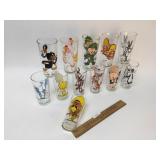 Lot of 12 Character Glasses, Vintage