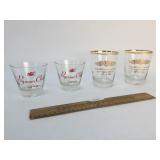 Lot of 4 Local Advertising Glasses, Vintage
