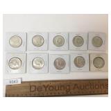 US Coins, Lot of 10 Silver Kennedy Half Dollar