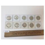 US Coins, Lot of 10 Silver Kennedy Half Dollar
