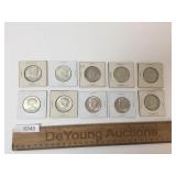 US Coins, Lot of 10 Silver Kennedy Half Dollar