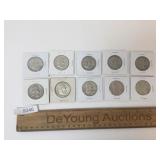 US Coins, Lot of 10 Silver Franklin Half Dollar