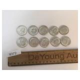 US Coins, Lot of 10 Silver Kennedy Half Dollar