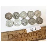US Coins, Lot of 10 Silver Washington Quarters