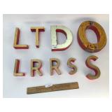 Lot of 9 Commercial Sign Letters, Vintage