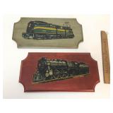 Lot of 2 Train Engine Wall Plaques, Vintage