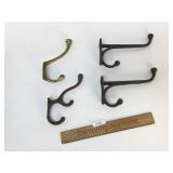 Lot of 4 Coat or Hat Hooks, Vintage or Antique
